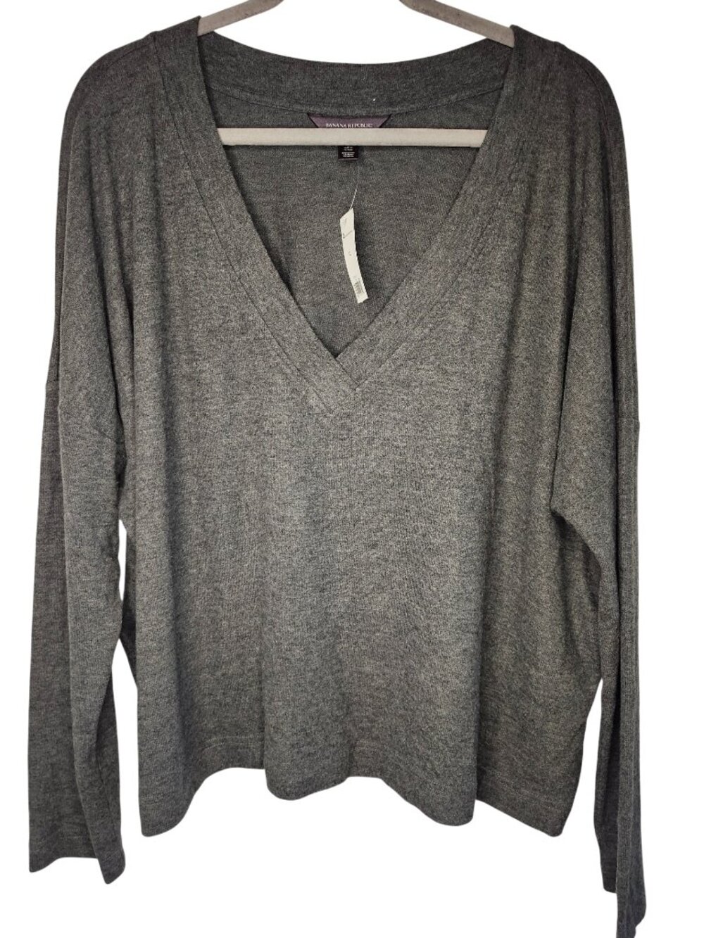 NEW Banana Republic Charcoal Gray V Neck Pullover Sweater Size XL